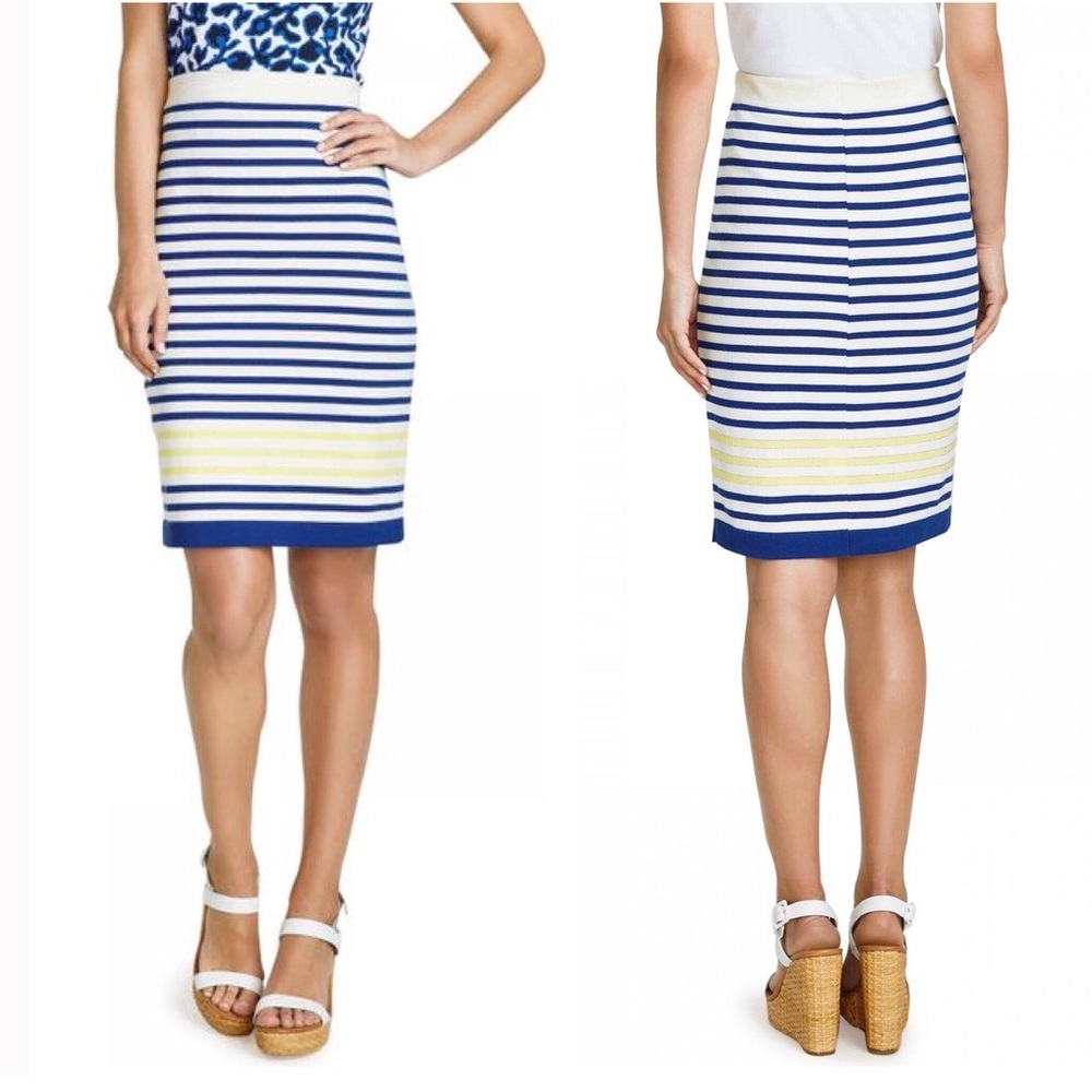 Draper James Blue Scottsdale Stripe Pencil Skirt Large